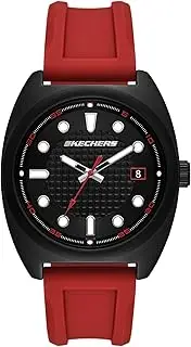[Skechers] Men's Hanover Three-Hand Date Red Silicone Watch, Red