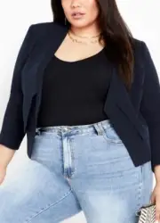 CITY CHIC Brooke Jacket in Navy Plus Size XS/14 NWT [RRP $159.95]