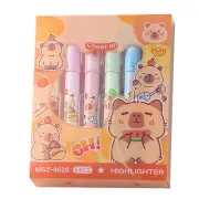 6pcs Capybara Highlighters Cute Highlighter Pen Chisel Tip Fluorescent Marker