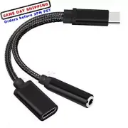 2IN1 Type C to 3.5mm Earphone Charging Adapter Headphone Jack Splitter f HTC U11