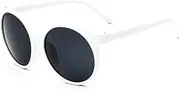 [Chezi] Women's Plastic Full Frame Iridium Mirrored Circle Lens Round Sunglasses