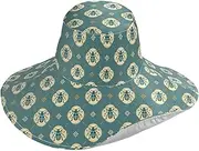 [Yoogain] Traditional Chinese Pattern Lady Bug Teal Foldable Hats for Women Wide Brim for Beach Decorative Visor for Adults Sun Protector sombreros de Mujer para el sol, Traditional Chinese Pattern Lady Bug