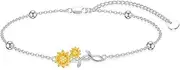 [Flpruy] Womens Anklet Sterling Silver Layered Chain Anklets Adjustable Foot Jewelry Gifts for Women 9+2 inch
