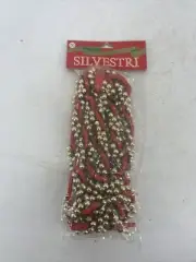 Vintage Silvestri 9 Feet Red Gold & Black Plastic Flat Bead Christmas Garland