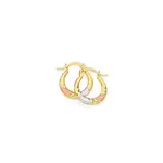 9ct Gold Tri Tone 10mm Satin & Polish Twist Croele Earrings