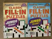 Lot of 2 Penny Press Classic Fill-Ins Puzzle Books Easy-Hard 114/Book N60