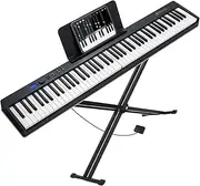 [Provecta] Piano Keyboard 88 Keys Foldable Electronic Keyboard Digital Piano with Stand,Sustain Pedal,Music Stand and Carrying Case for Beginner
