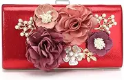 [Flower shave] Ladies Flower Dress Dinner Bag, Fashionable Simple Lady Crossbody Bag, Luxurious Ladies Wrist Bag, Multifunctional Joker Bag (22 * 5 * 11.5Cm),Red