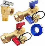 Kahenian 3/4 inch Tankless Water Heater Isolation Service Valve with Pressure Relief Valve, FNPT X FNPT, 3/4" Service Installation Valve for Rheem, Rinnai, Takagi, EcoSmart (3/4" IPS)