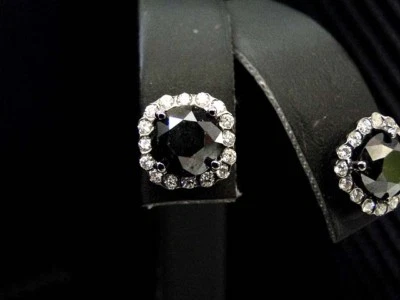 MENS BLACK COLOR DIAMOND STUDS EARRING 18K BLACK GOLD ROUND CUT PUSH BACK 5.6CTS