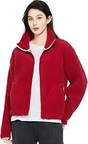 [DooHier] Women's Fleece Jackets Full Zip High Collar 290G Thickened Coats Long Sleeve Casual Outdoor Jacket