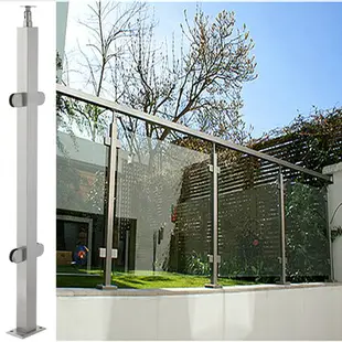 鋼化玻璃樓梯扶手簡約欄桿陽臺護欄室內外不銹鋼立柱方管圍欄