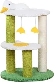 Cute Cat Tree - Duck Shaped Indoor Cat Tower with Scratching Post, Plush Perches and Hanging Toys, Sturdy Cat Activity Tower for Kittens and Small Cats, 50cm Tall