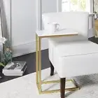 C-Shaped Marble End Table Coffee Side Table Laptop Holder Small Space Storage AU