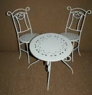 Vintage Doll Bistro Pierce Metal Table & 2 Chairs Set Fast Shipping