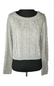 Freshman Juniors Embellished Cropped Sweater,Size Large