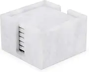 Radicaln Marble Coaster Set with Holder 3.5" Inches White Square Handmade Coasters Set of 6 for Coffee Bar Accessories Drink Coasters for Coffee Table Décor Coasters for Drinks