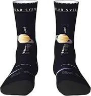 [JEJEA] Solar System Jupiter Saturn print Socks For Men and Women Men's Moisture Control Crew Socks Gifts For Golf, Hunting, Camping