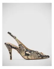 [Wittner] Multi Snake Print Embossed Leather Slingback in Ecru