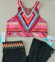 NWT Seafolly Desert Tribe Crop Top & Island Vibe 3/4 LEGGING, Size L (US 10)