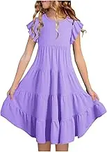 Dress up for Girls 7 Double Layer Sleeve Flowy A Line Casual Gradient Midi Dresses for 615 Years Star Dress Girls