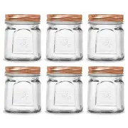 6PK Lemon Lime Square Modena 225ml Glass Jar Kitchen Storage Container Clear