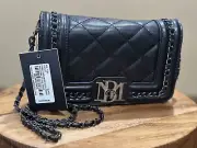 BADGLEY MISCHKA Small Black Crossbody Purse With Frame And Black Chain