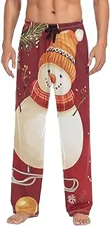 [PDZRMY] Pajama Pants Christmas Snowmen Ice Skate for Men Men's Separate Bottoms, Lounge Pants with Pockets S