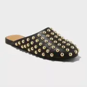 Women's Channing Studded Slip On Mule Flats with Memory Foam Insole -