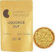 CARMEL ORGANICS Licorice(Mulethi) Root Cut 8 Ounce | Yashtimadhu for Your Health,Skin and Hair Care | Glycyrrhiza Glabra | No Added Preservatives