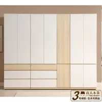 在飛比找PChome24h購物優惠-【直人木業】綠建材彩妝板溫馨系列六抽雙開門衣櫃280公分