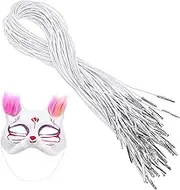 Angoily 50pcs Elastic Cord Brim Bungee Cords Adjustable Bungees Wire Hook Elastic Bands for Crafts Bucket Hats for Men Bracelet Cord Double Hole Barbed Kit Straps White Polypropylene