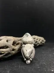Native American Navajo white buffalo turquoise Sterling Silver Ring Size 7
