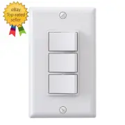 Decorator Triple Rocker Light Switch, Three Single Pole Electrical Paddle Switch