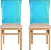 Chair Protectors for Home Dining Room Decor Birthday Seat Cover for Classroom Chair Set of 2 Washable Chair Covers with Bottom Straps Light Blue Gradient
