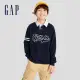 【GAP】男童裝 Logo純棉長袖POLO衫-藏藍色(786576)