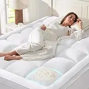 Anluoer Mattress Topper Queen for Back Pain, Memory Foam Pillow Top Mattress Topper Queen, 5X Support Extra Thick Breathable Mattress Pad with 8-21" Deep Pocket, 60x80 Inches, White