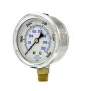 Liquid Filled Lower Mount Pressure Gauge with 2.5" Dial, 0-5000PSI, 1/4"Male NPT