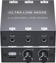 Mini Audio Mixer Line Mixer 2 Way Audio Mixer 3.5Mm Mixer DC 5V Stereo Ultra
