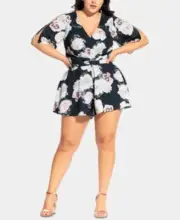 City Chic Women's Austin Floral Playsuit Jumpsuit Romper Plus Size S / 16 NEW .