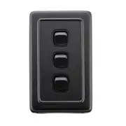 5344 Switch Flat Plate Rocker 3 Gang Matte Black H115xW72mm