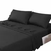 Ultra Soft Cotton Sheet Set Single King Single Double Queen King Size Black