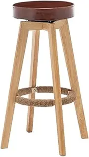 360° Rotating Wood Bar Stool with Footrest High Breakfast Counter Stool for Bar Barstools and Counter Stools Set Swivel Seat for Kitchen Island Modern Design (G)