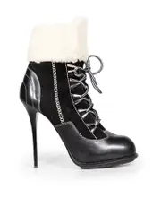 Black Leather Shearling Boots