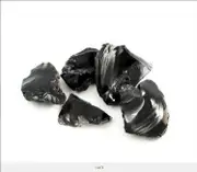 Set of 5 Pieces of Tumbled Gemstone Obsidian Black Rough Healing Crystal Stones