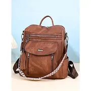 Women's Faux Leather Convertible Backpack Purse – Vintage Multi-Pocket Shoulder Bag with Tassel for Casual Daily Commute, Travel and Work