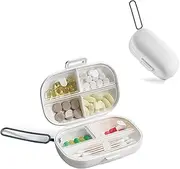 Travel Pill Organizer,7 Compartments Pill Case,Portable Pill Box for Travel and Daily Use,Travel Pill Container to Hold Vitamin,Fish Oil,Tablet and Supplements,White