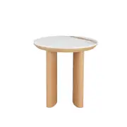 Bronya Round Matte Ceramic Top End Lamp Side Table Natural/White