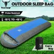 Outdoor Camping Envelope Sleeping Bag Thermal Tent Hiking Winter Single -15°C Bl
