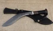 Knife Kukri #7 Damascus handle wenge leather braid